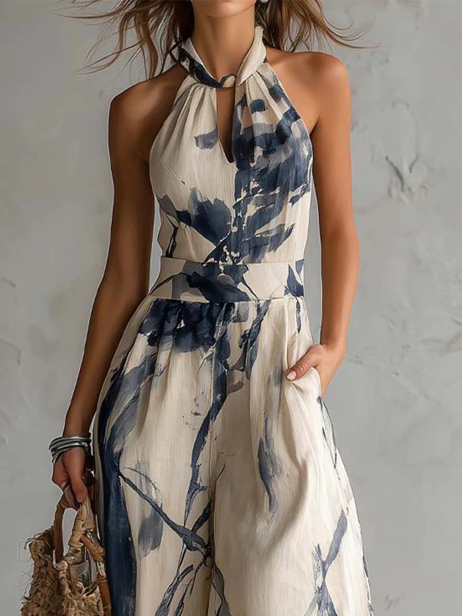 Lila Ink Wash Print Wide Leg Jumpsuit