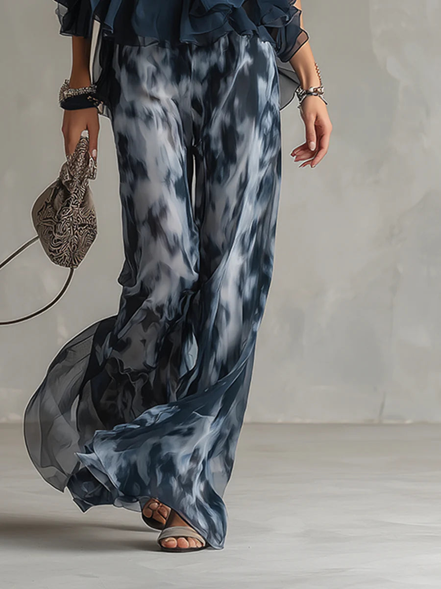 Sofia Halter Neck Top and Printed Wide-leg Pants Set