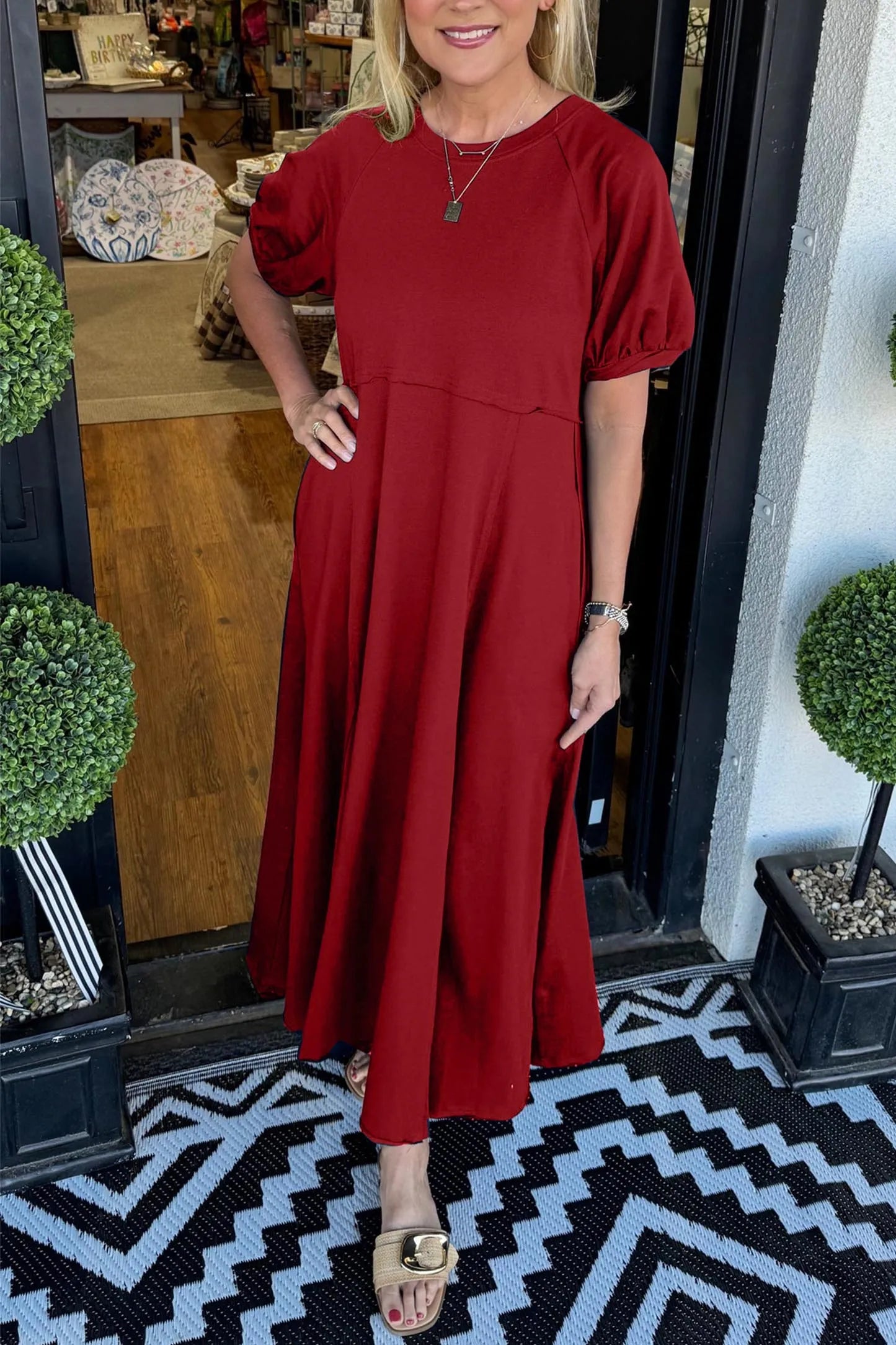 ODETTE | Puff-Sleeve Maxi for Flattering Grace and Comfort