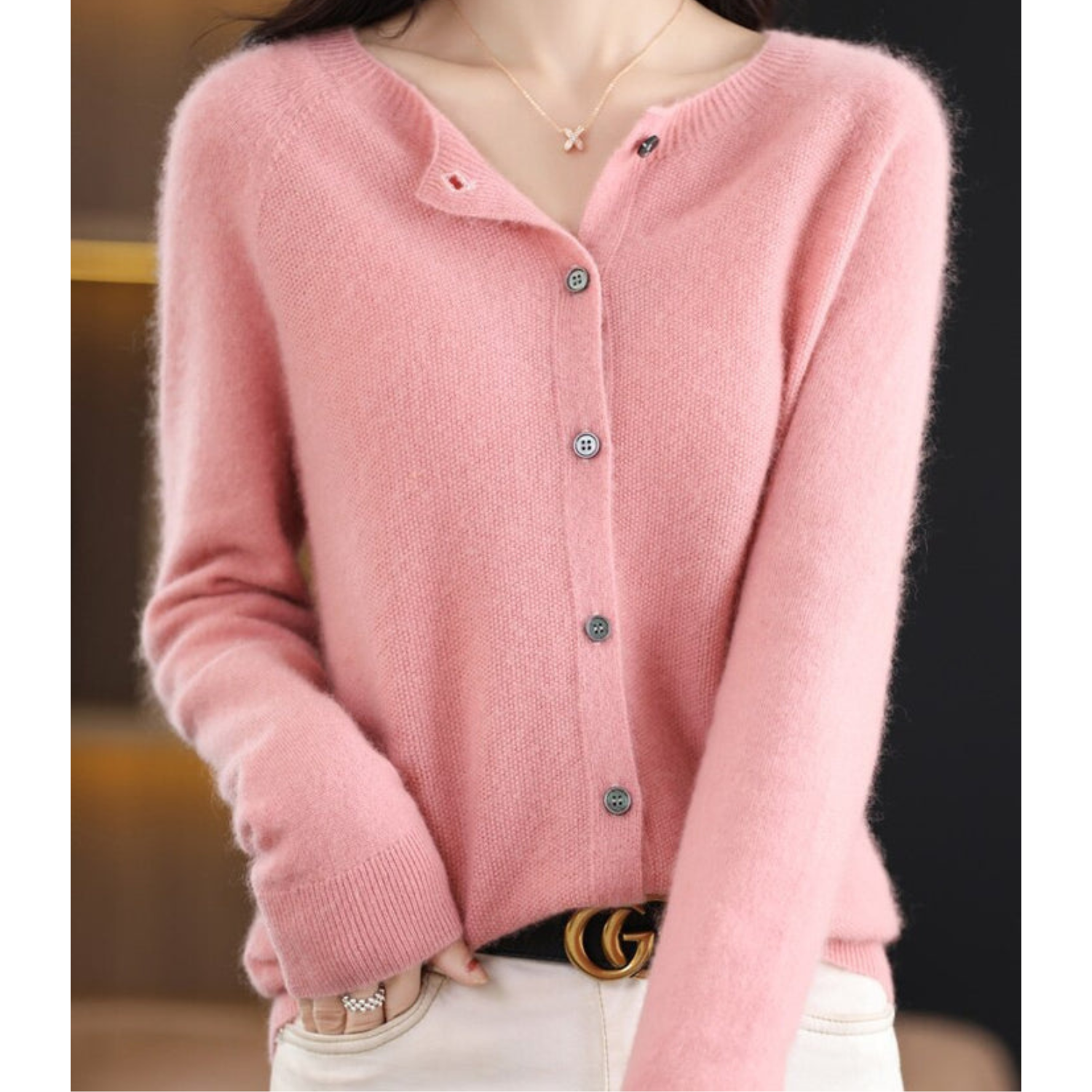 Mercy Cardigan for Women – Elegant Merino Wool & Soft Cardigan with Round Neck
