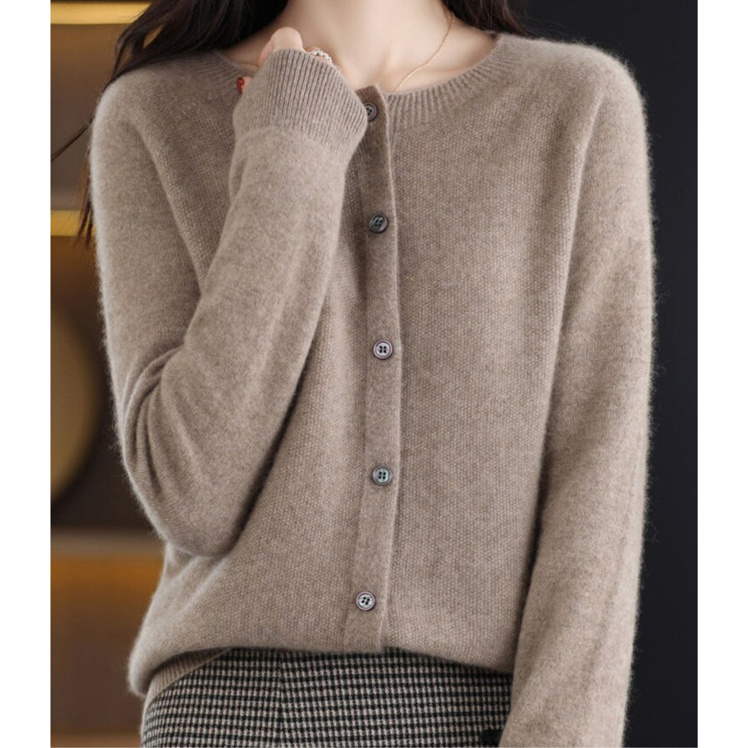 Mercy Cardigan for Women – Elegant Merino Wool & Soft Cardigan with Round Neck