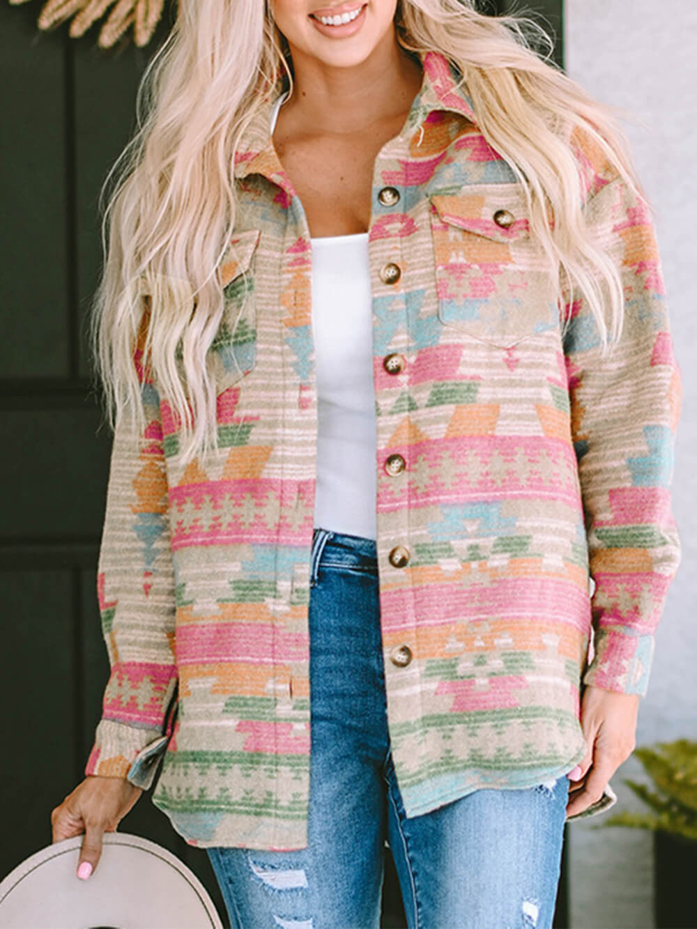 Oversized Checked Multicolor Jacket