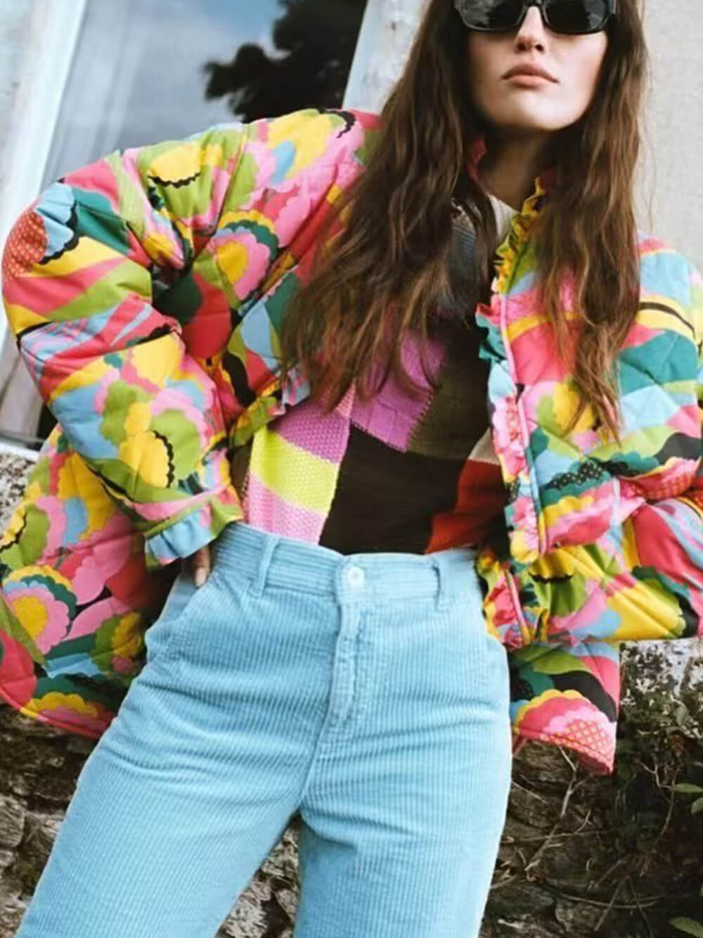 Pleated Jacket with Lace Trim