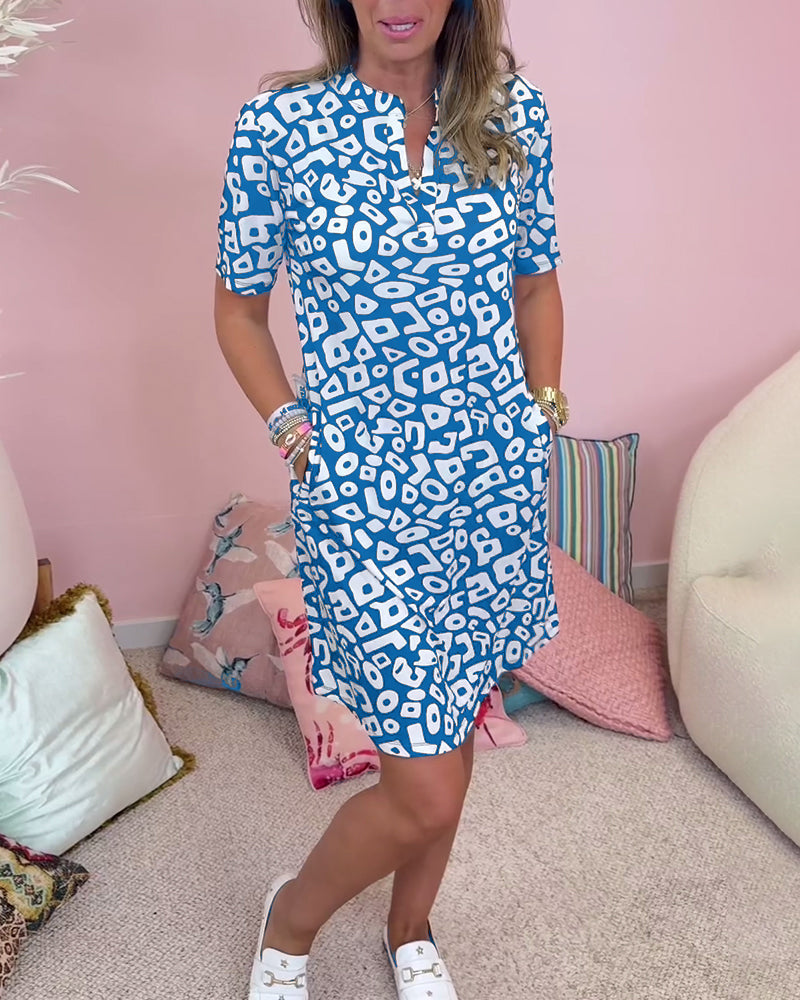 MALIA | Casual Summer Dress with Round Neck and Original Printed Pockets