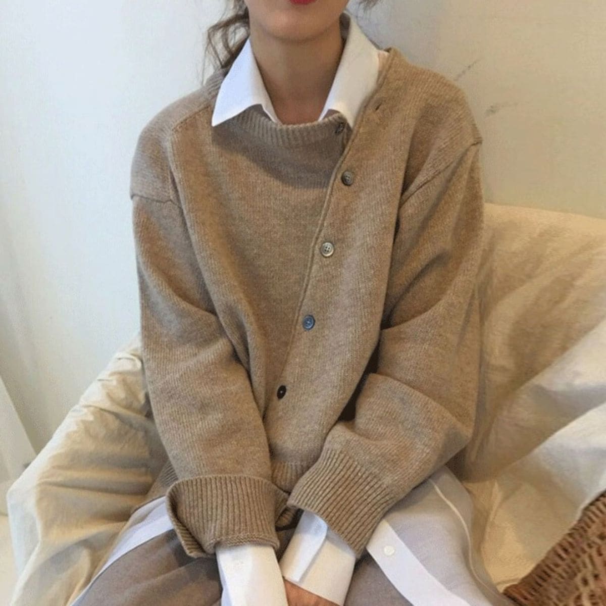 Luna Women's Cardigan Soft Knit Asymmetrical Buttons Relaxed Fit Casual Layering All Seasons
