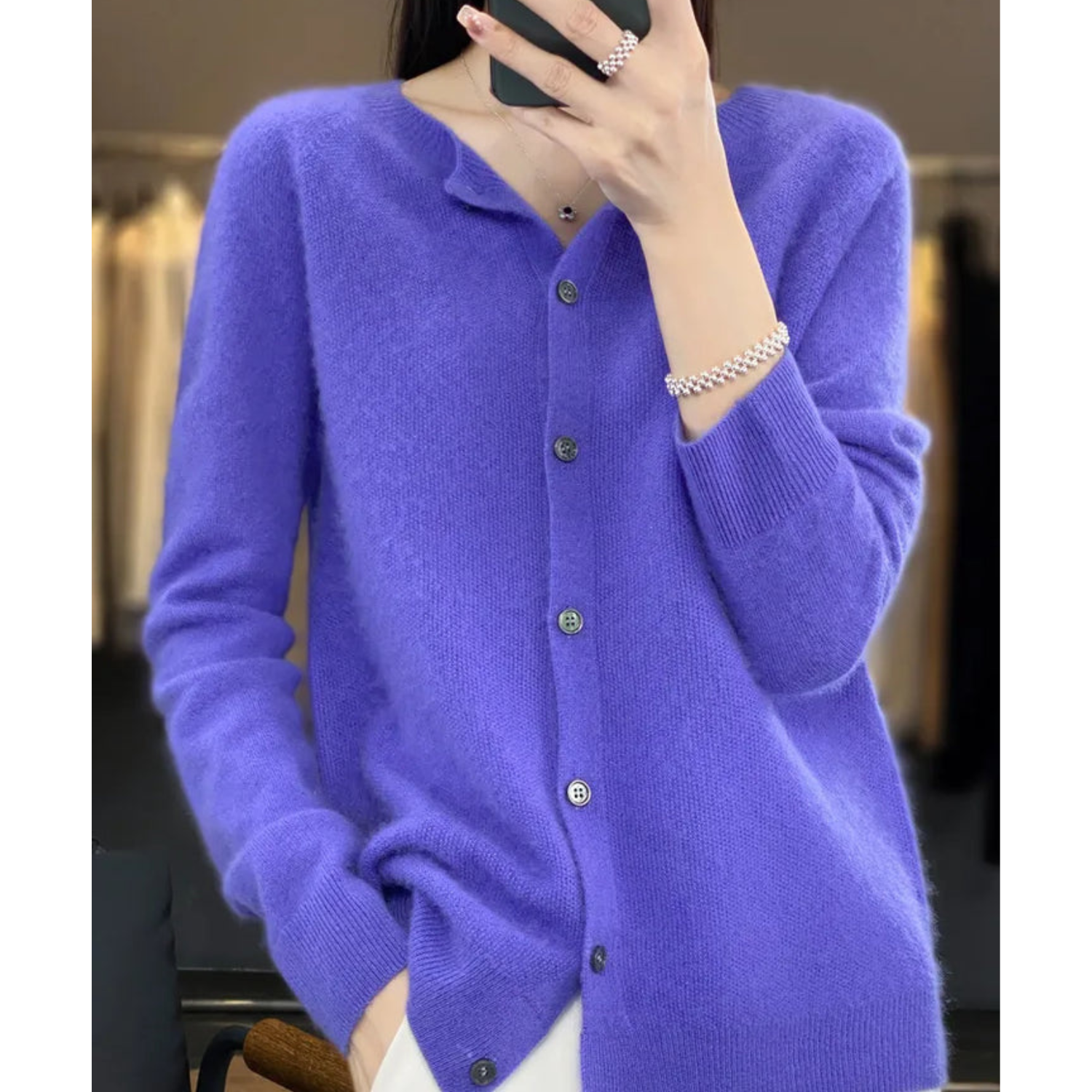 Mercy Cardigan for Women – Elegant Merino Wool & Soft Cardigan with Round Neck