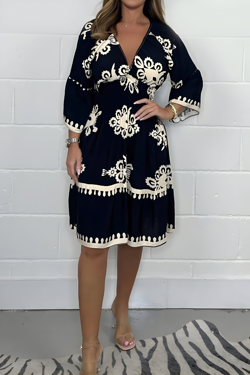 LUNA | Short Boho Floral Dress with Flattering Cut for an Elegant Vacation or Event Look