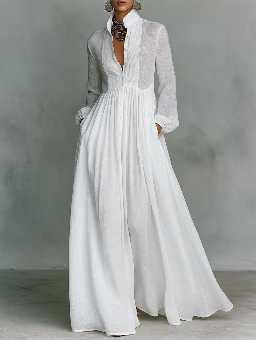 Elisa · Minimalist maxi dress with high collar