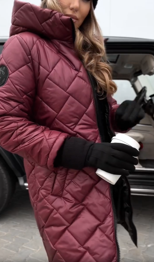 Bogna | Elegant quilted winter coat with hood