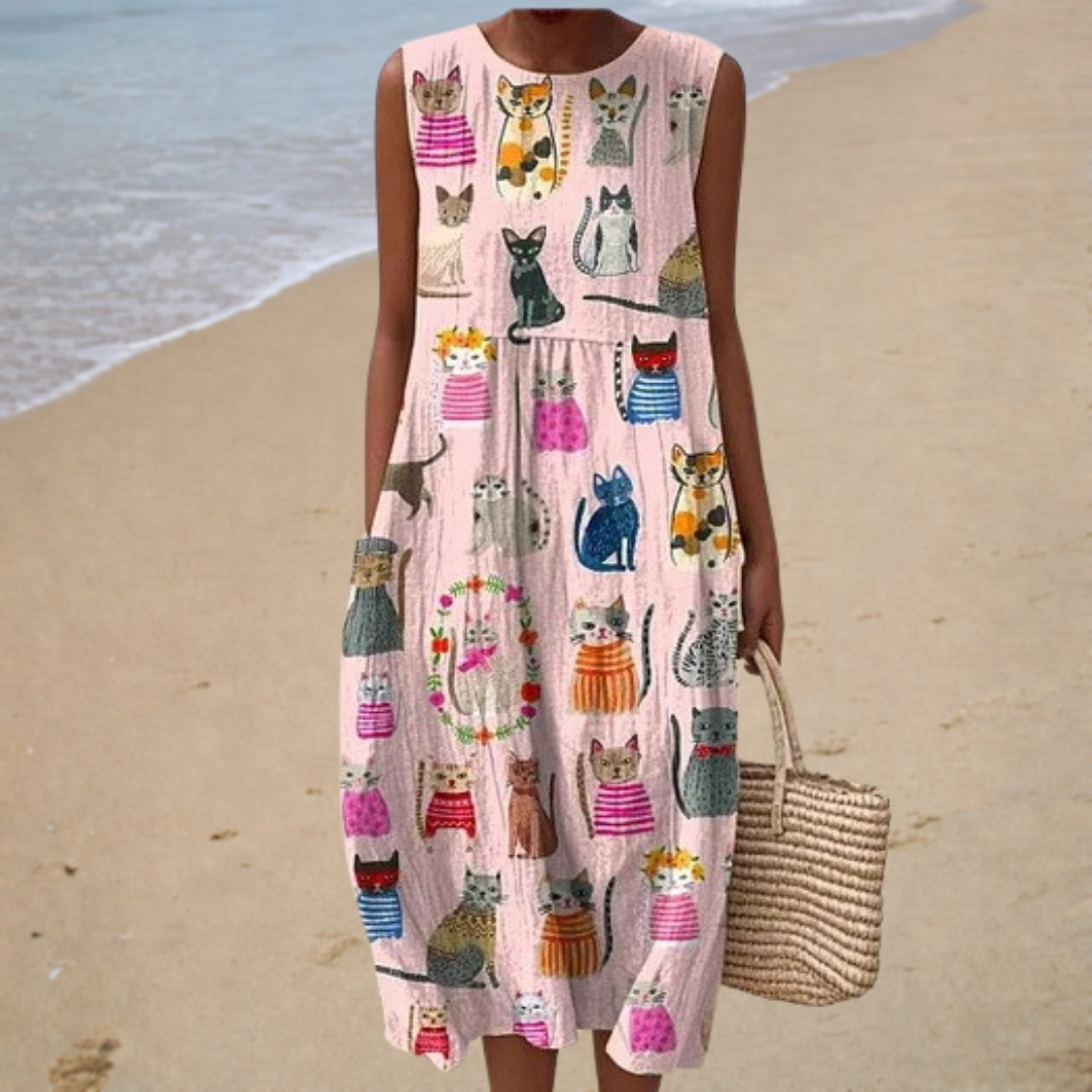 Chloé | Midi Dress with Cat Print
