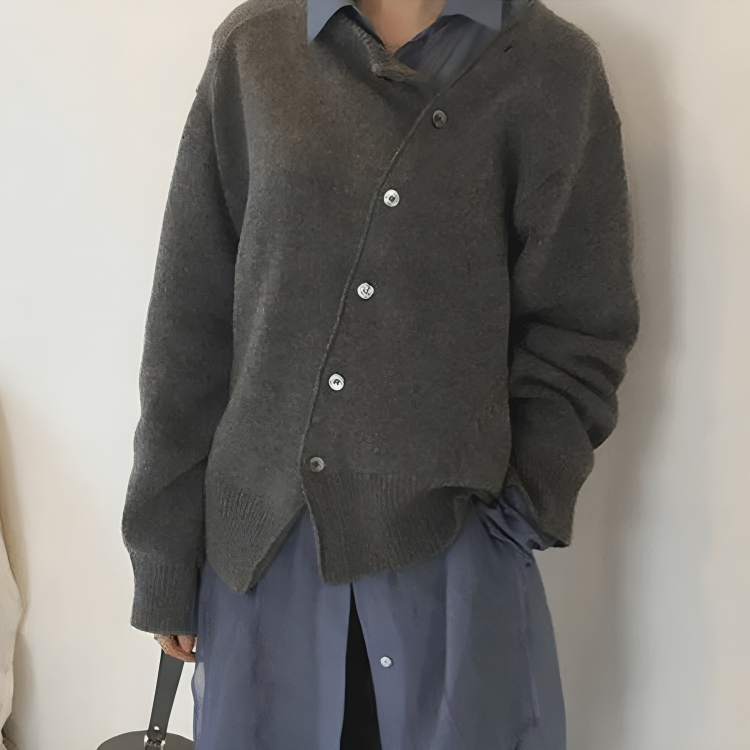 Luna Women's Cardigan Soft Knit Asymmetrical Buttons Relaxed Fit Casual Layering All Seasons