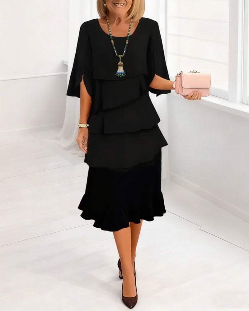 Renata | Elegant midi dress with ruffle-style sleeves