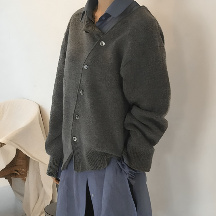 Luna Women's Cardigan Soft Knit Asymmetrical Buttons Relaxed Fit Casual Layering All Seasons