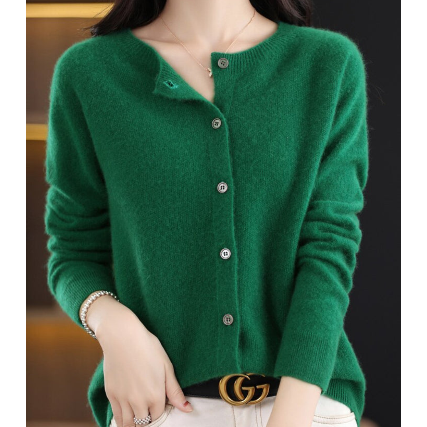 Mercy Cardigan for Women – Elegant Merino Wool & Soft Cardigan with Round Neck