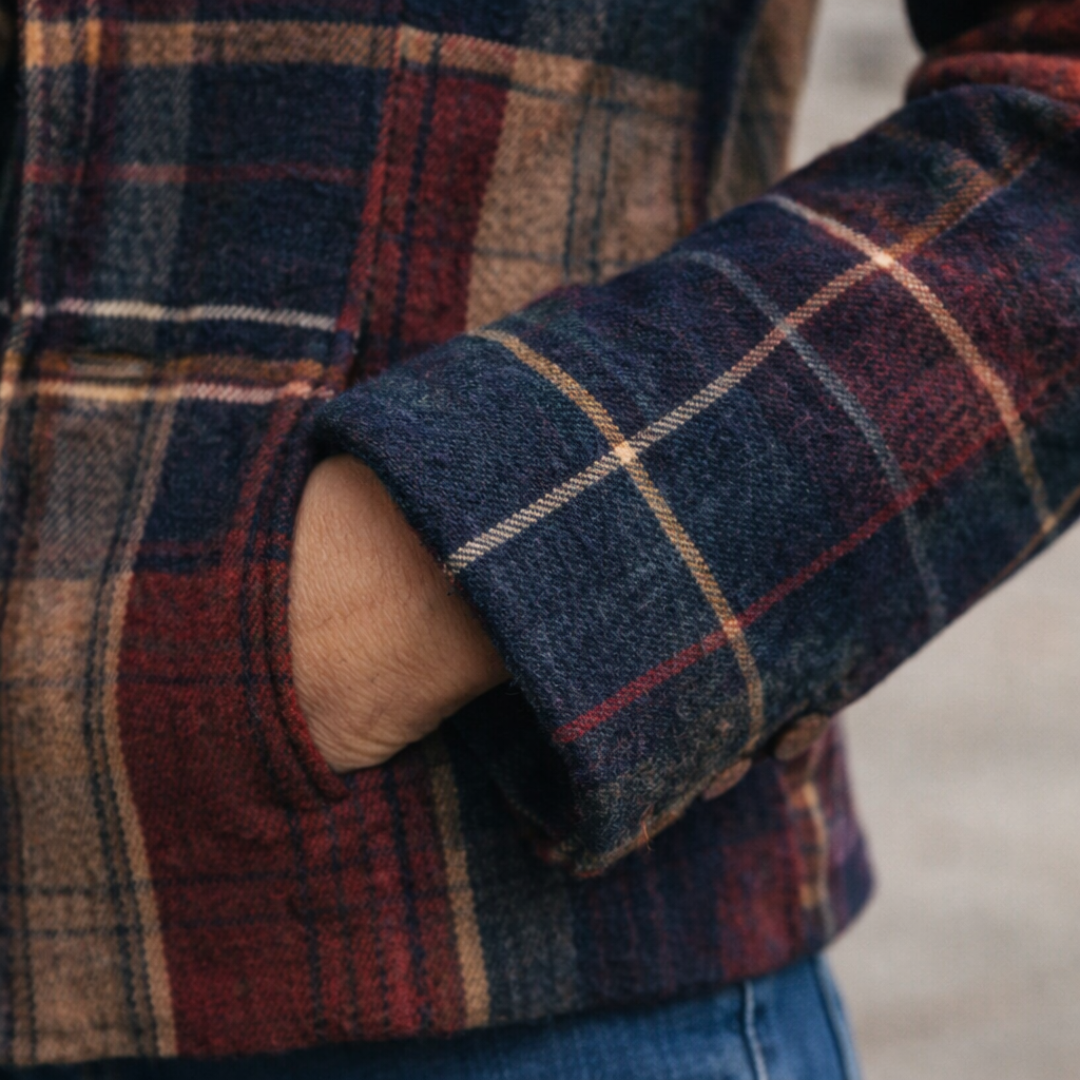 Fleur | Checked Mid-Length Coat with Comfortable Warmth and Timeless Urban Style