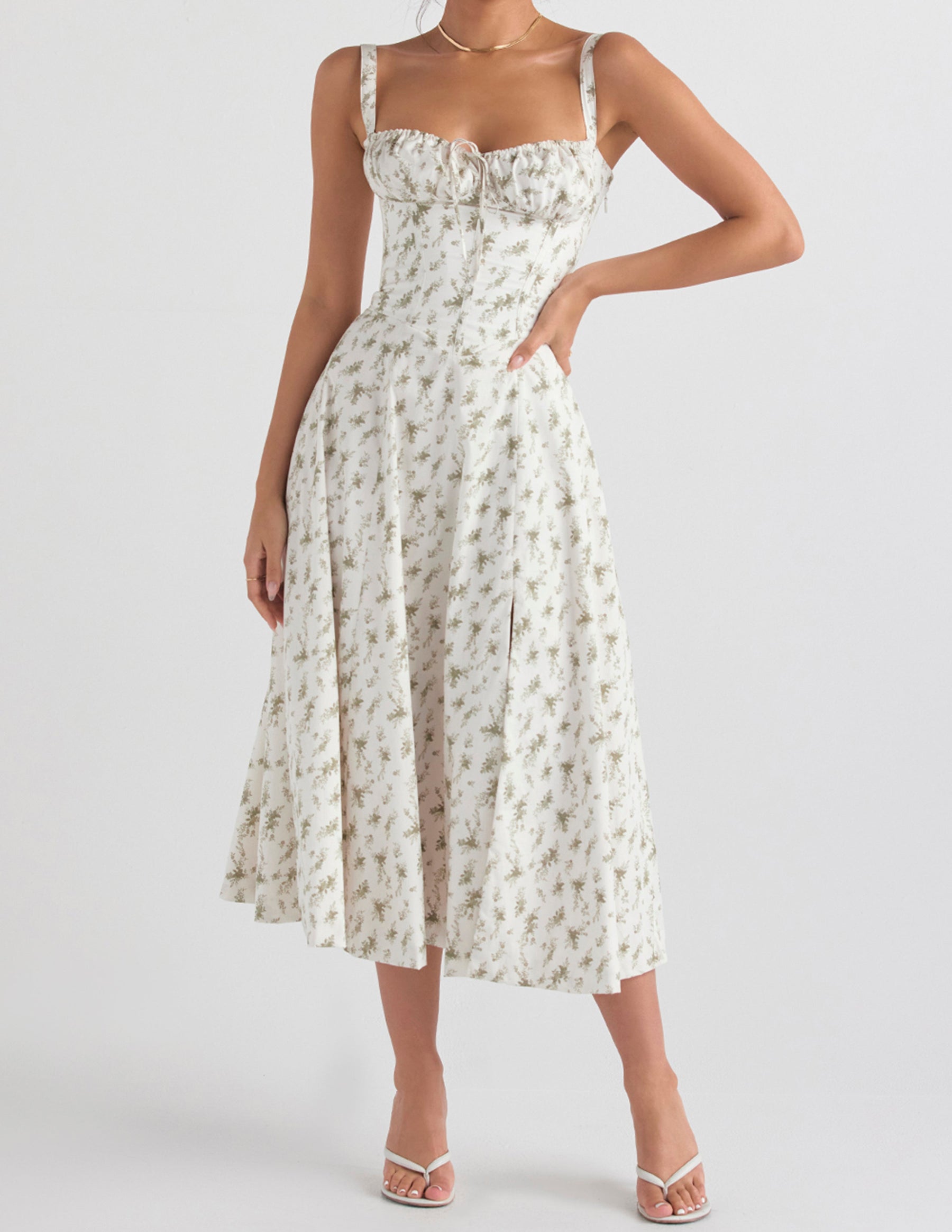Zigzag Shirt Dress with Rose Print