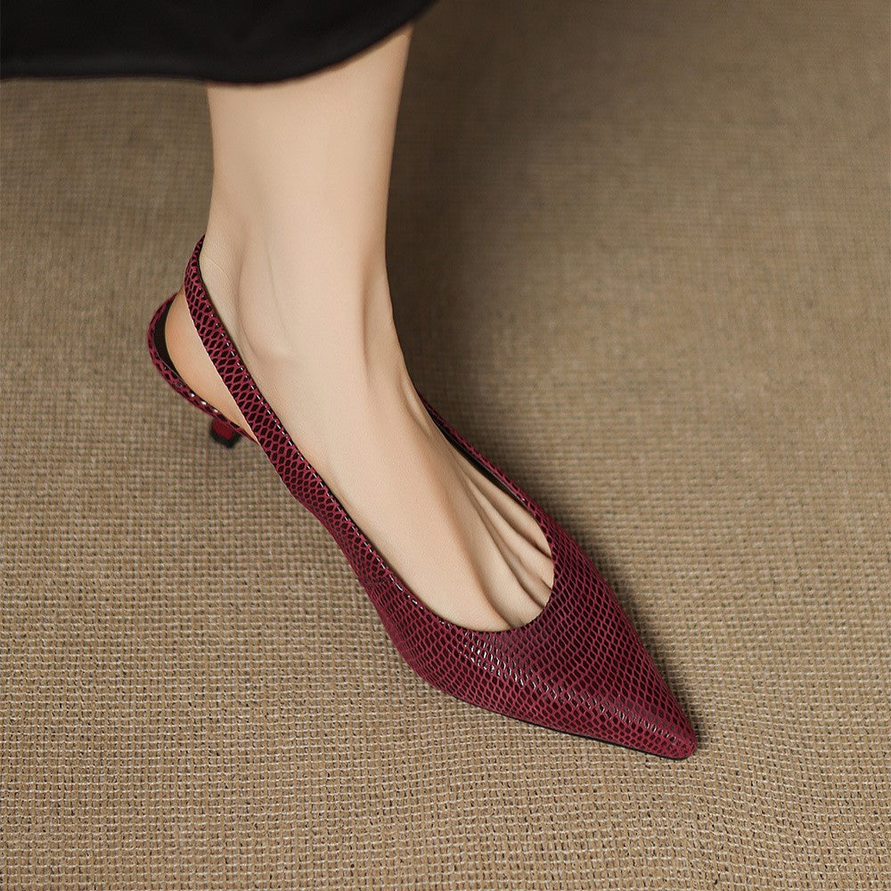 Celiane Pointed Leather Slingback Heels