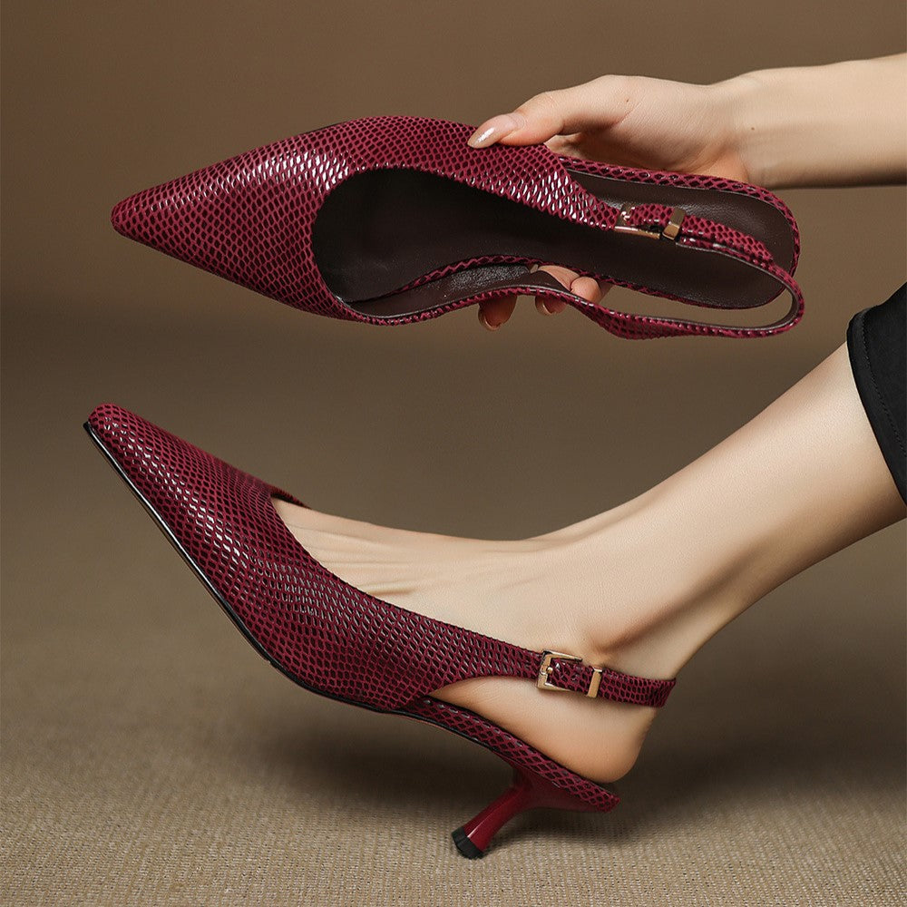 Celiane Pointed Leather Slingback Heels