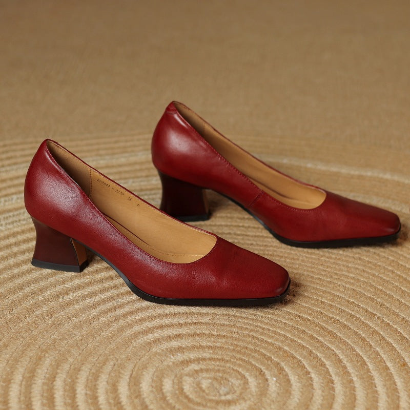 Square-Toed Leather Ankle Boots Oriel