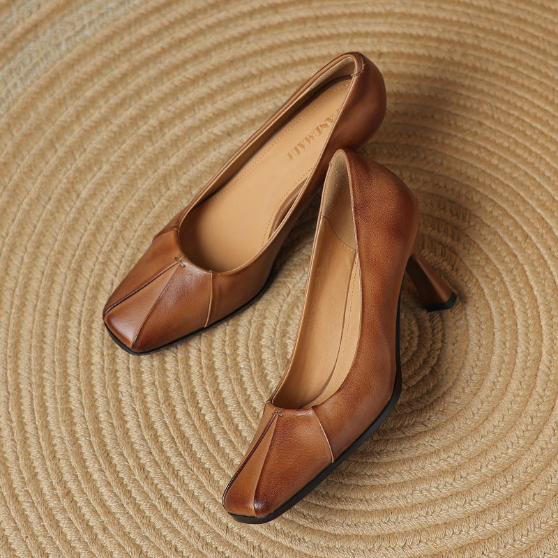 Marisol Square-Toe Leather Pumps