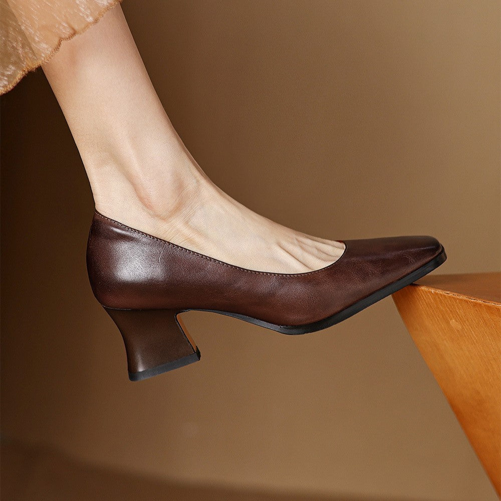 Square-Toed Leather Ankle Boots Oriel