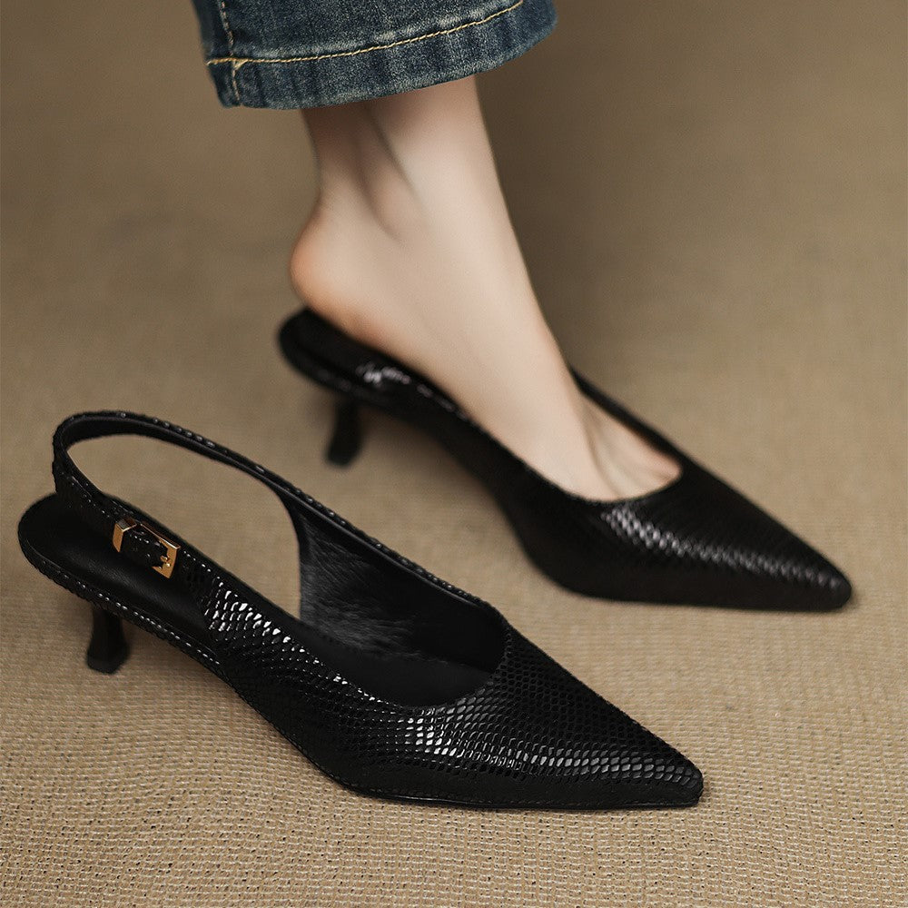 Celiane Pointed Leather Slingback Heels