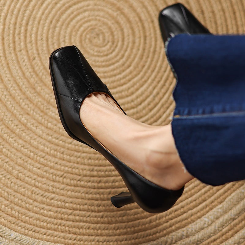 Marisol Square-Toe Leather Pumps