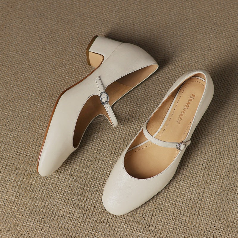Corinne Round Toe Leather Mary Jane