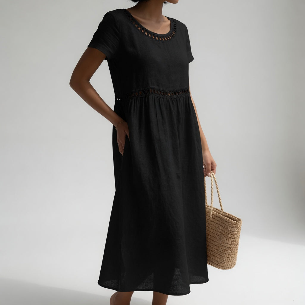 HAZEL | Midi Dress with Eyelet Waist Detail