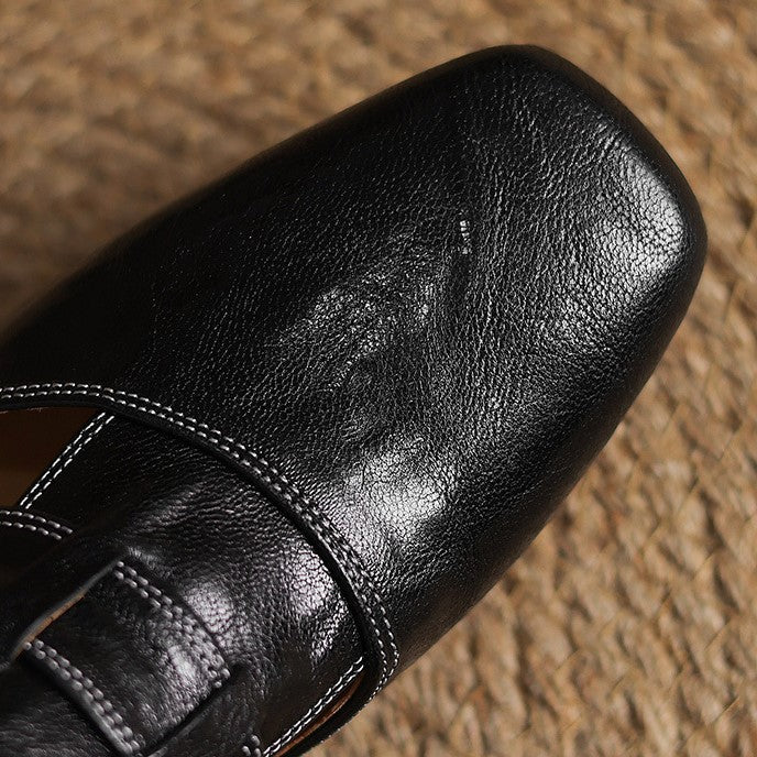 Square Toe Leather Mules Rosel