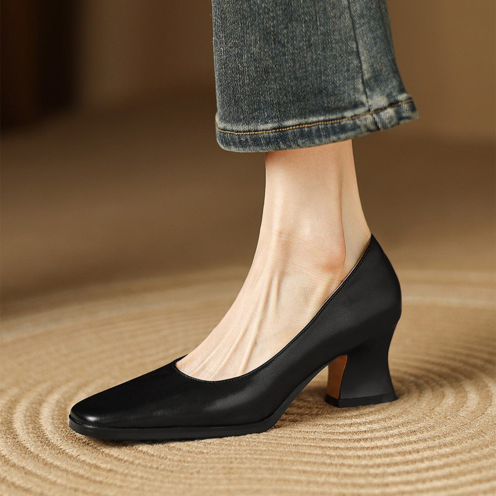 Square-Toed Leather Ankle Boots Oriel