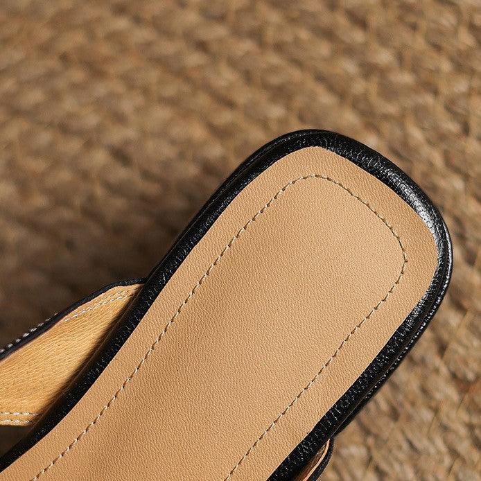 Square Toe Leather Mules Rosel