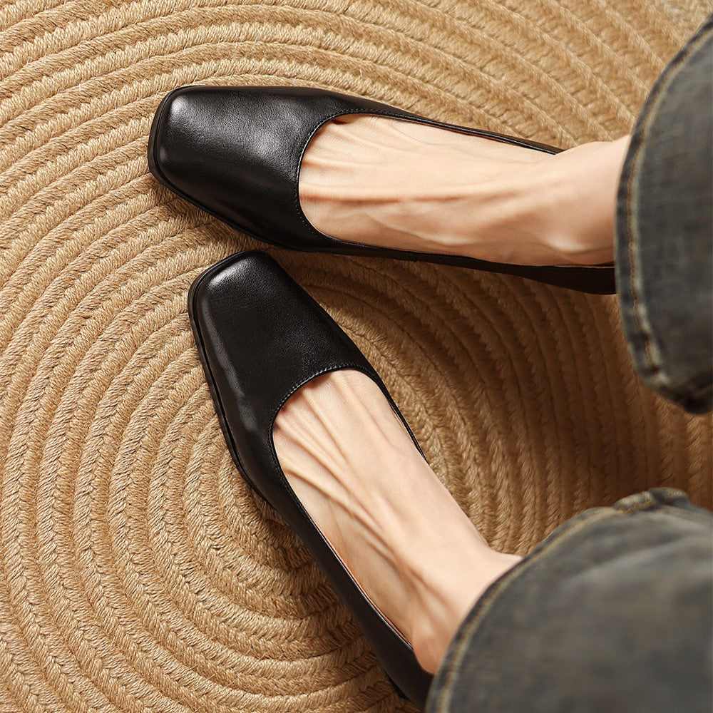 Square-Toed Leather Ankle Boots Oriel