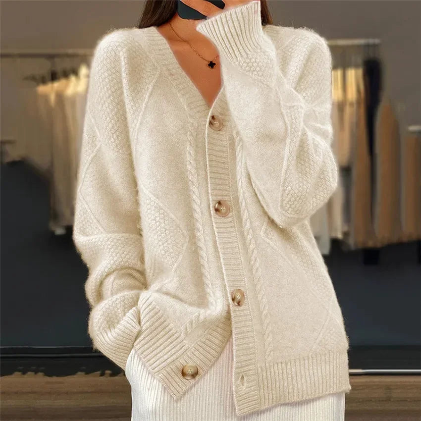 Lena Women's Cardigan – Soft Buttoned Cardigan with Elegant Long Sleeves