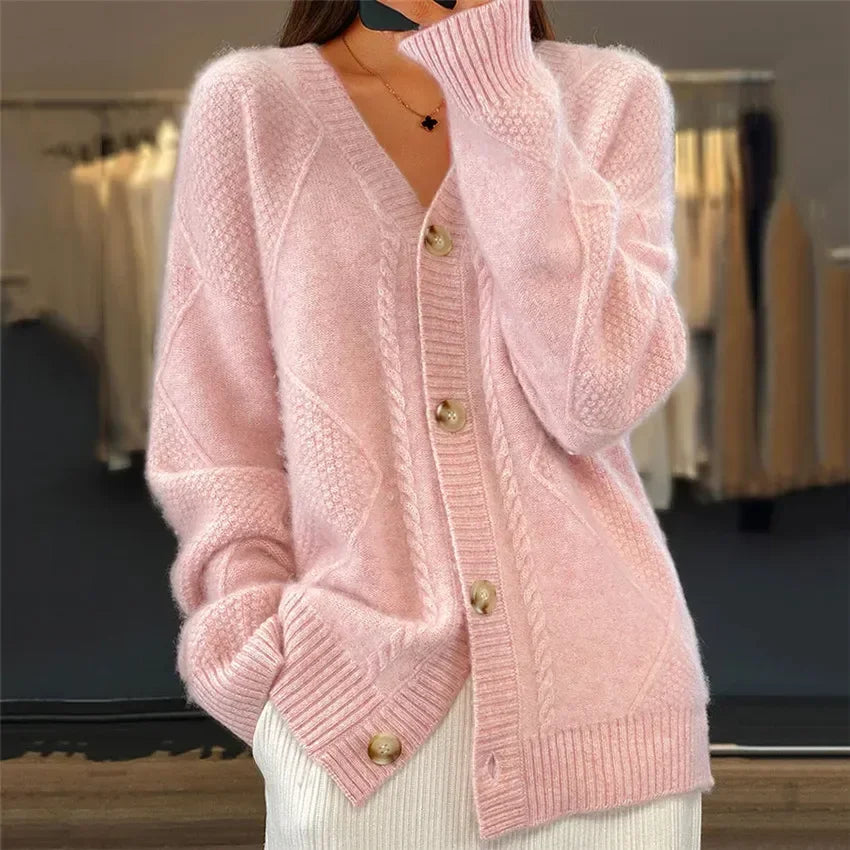 Lena Women's Cardigan – Soft Buttoned Cardigan with Elegant Long Sleeves