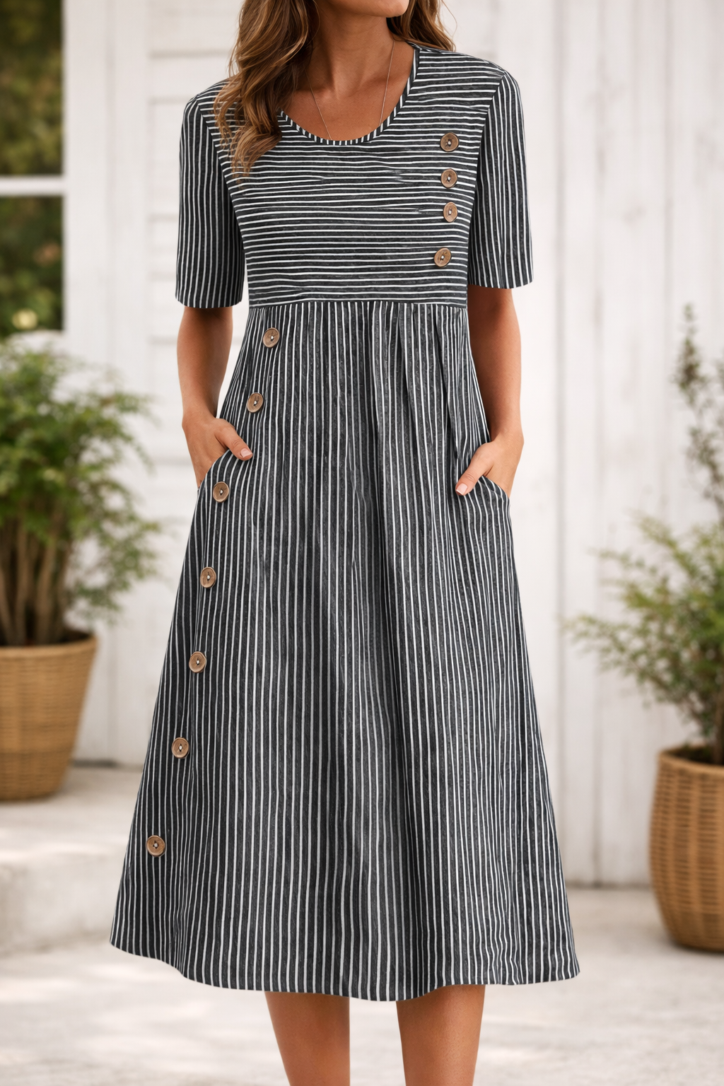 LIVIA | Striped Midi Design with Flattering Silhouette
