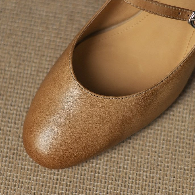 Corinne Round Toe Leather Mary Jane