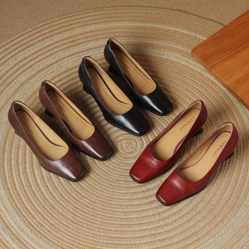 Square-Toed Leather Ankle Boots Oriel
