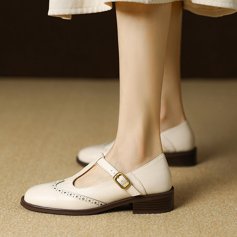 Vintage T-Bar Comfort Real Leather Mary Jane Shoes