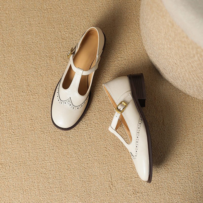 Vintage T-Bar Comfort Real Leather Mary Jane Shoes