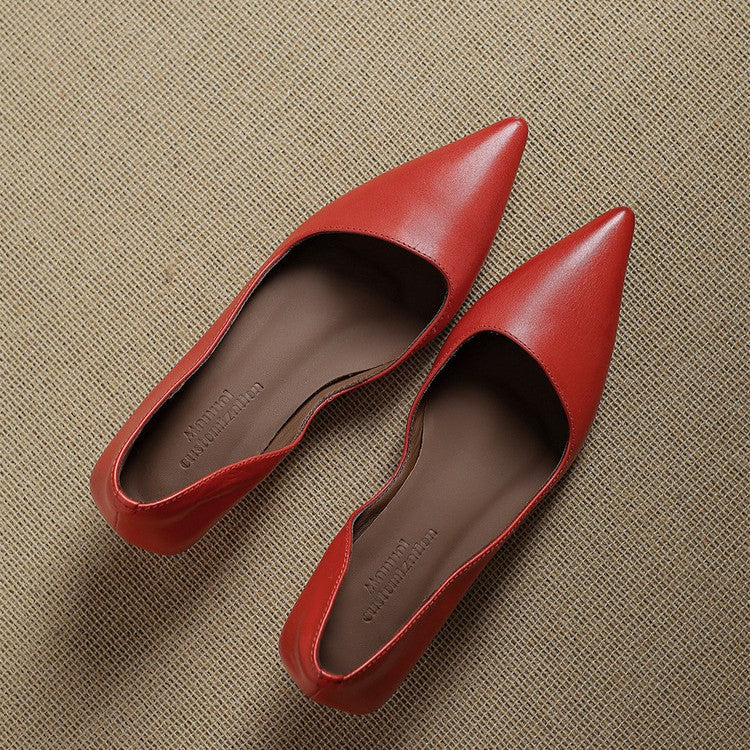 Orlisse Leather Cat Heel Pumps