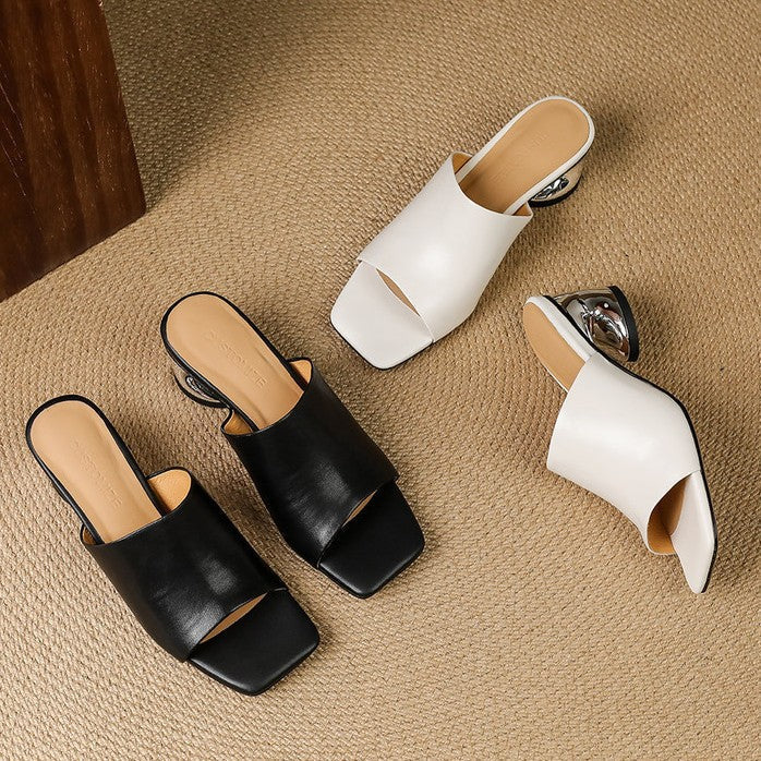 Virelle Curve Leather Mules