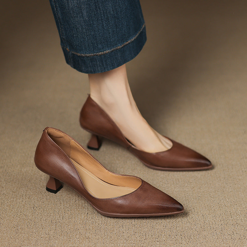 Calenne Leather Cat Heels