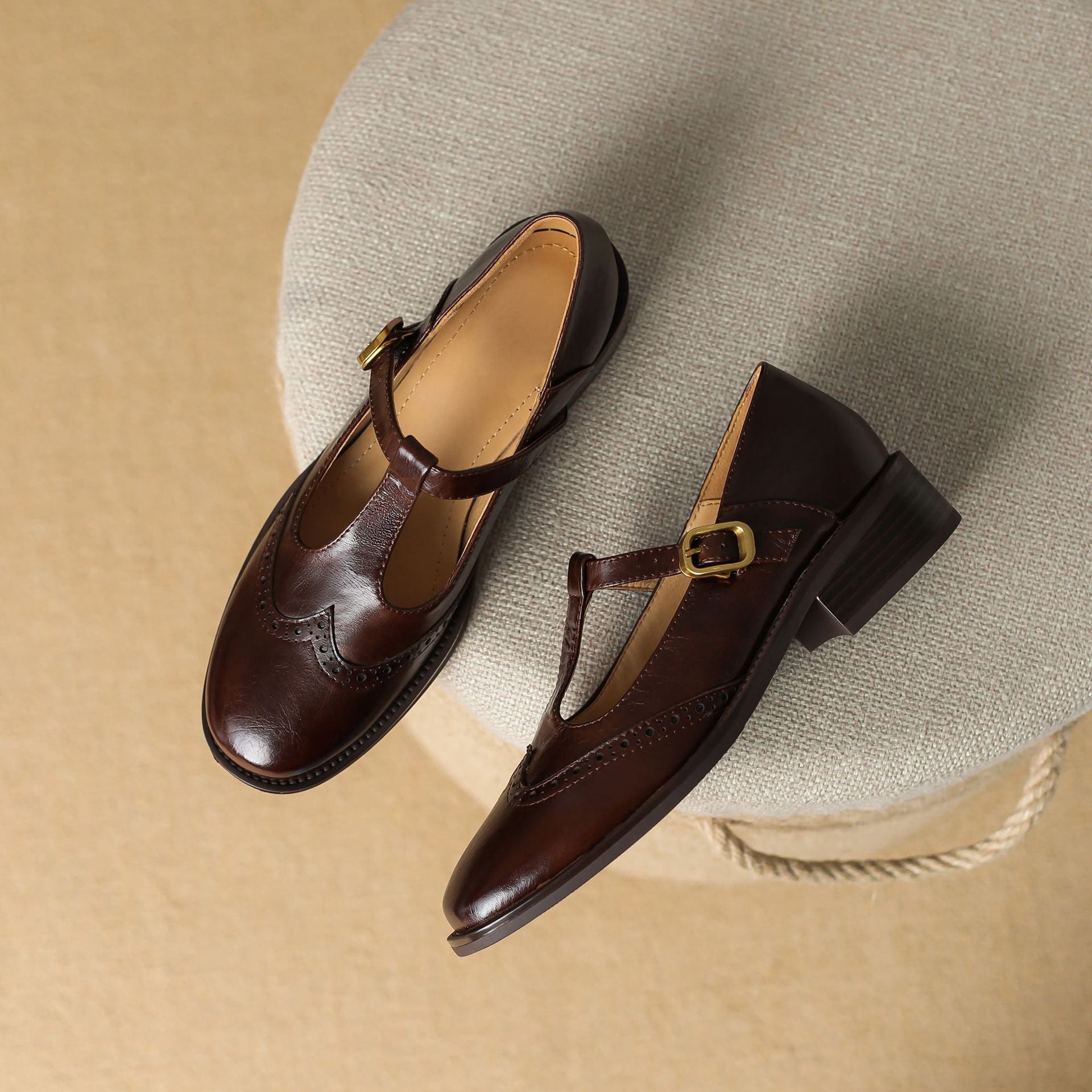 Vintage T-Bar Comfort Real Leather Mary Jane Shoes