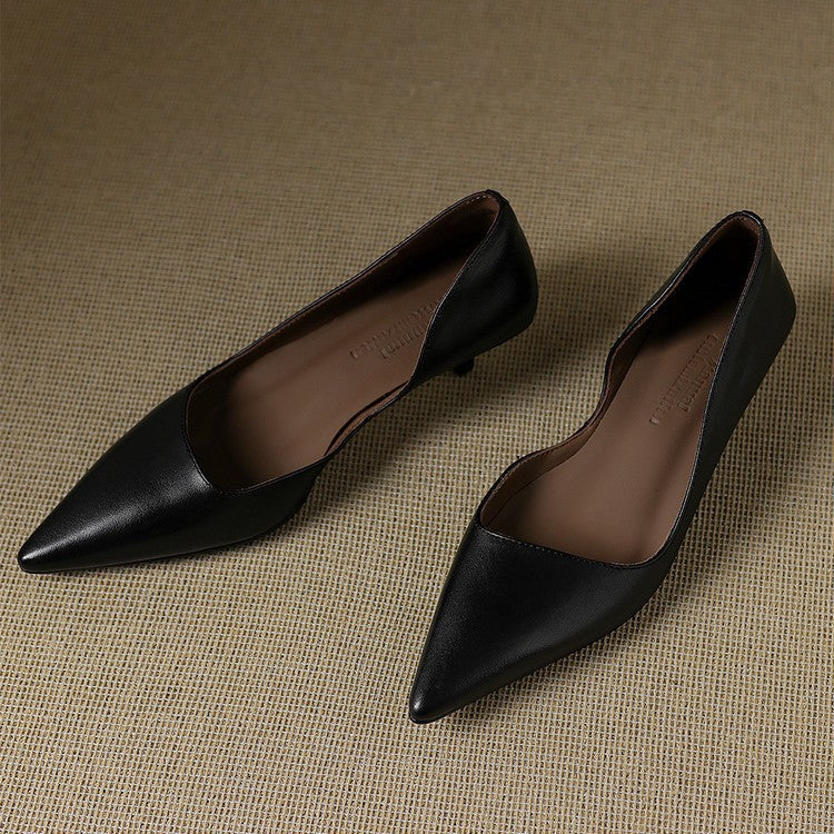 Orlisse Leather Cat Heel Pumps