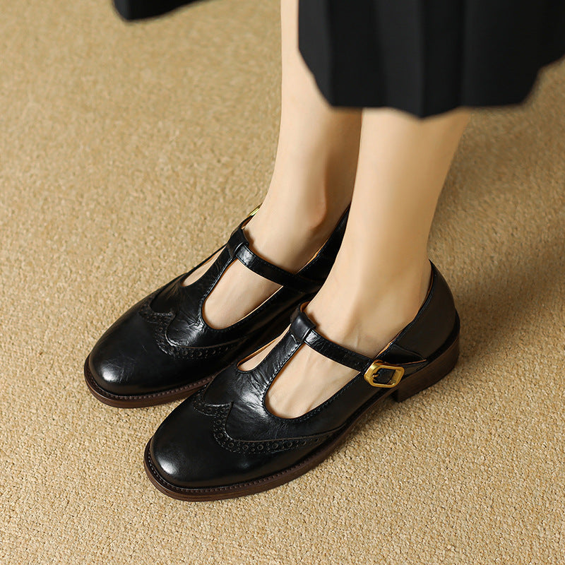 Vintage T-Bar Comfort Real Leather Mary Jane Shoes