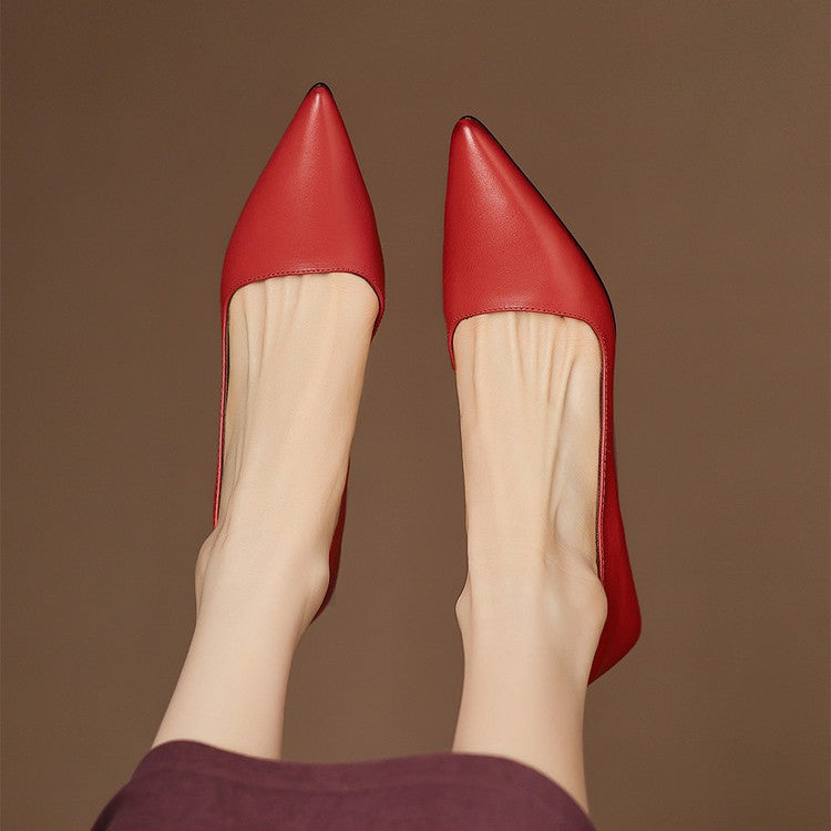 Orlisse Leather Cat Heel Pumps
