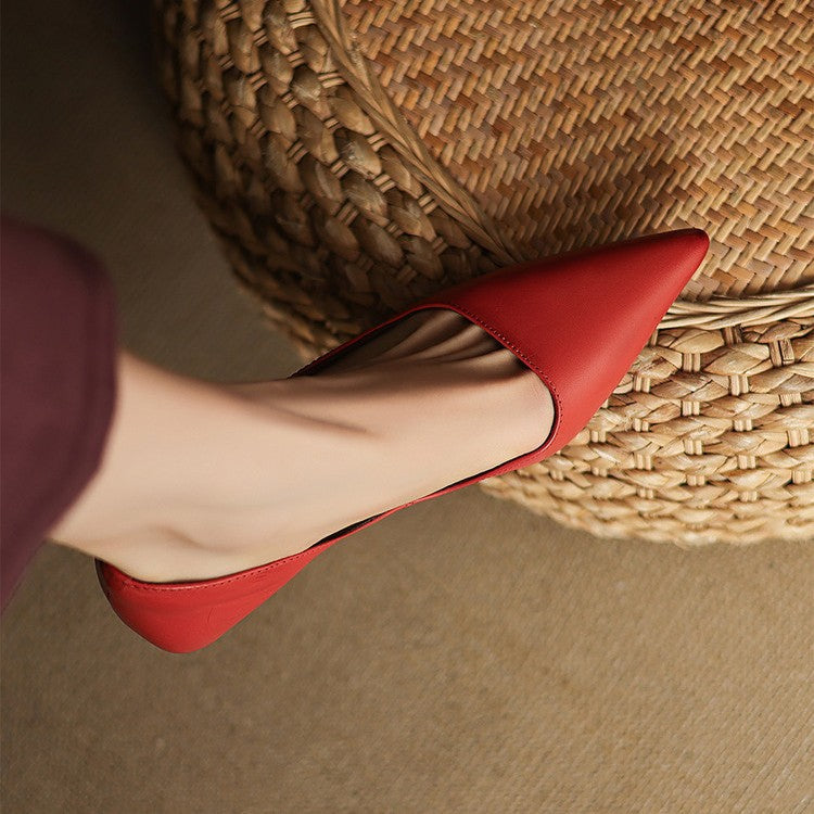 Orlisse Leather Cat Heel Pumps