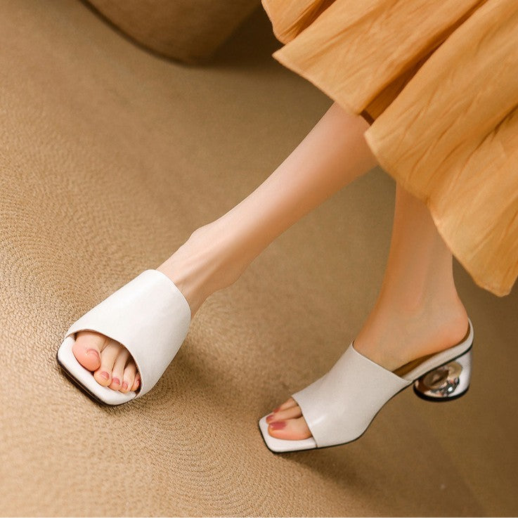 Virelle Curve Leather Mules