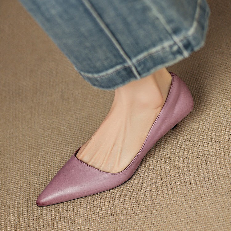 Orlisse Leather Cat Heel Pumps